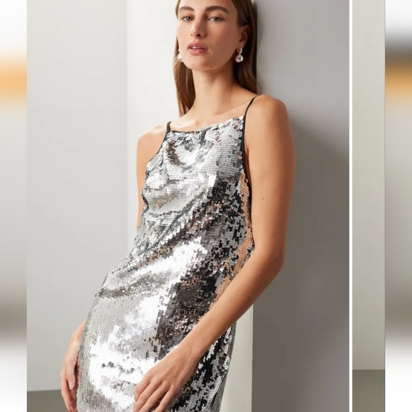 SimonMiller Silver Sequin Cocktail Dress Size 10 Preloved - Picture 5 of 9